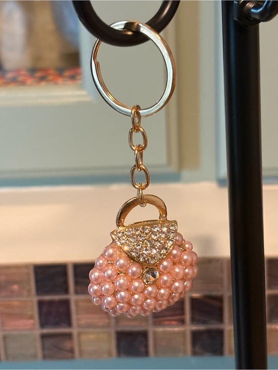 Accessories - Gold Pink Pearl Mini Handbag Keychain - Fashion Accessory